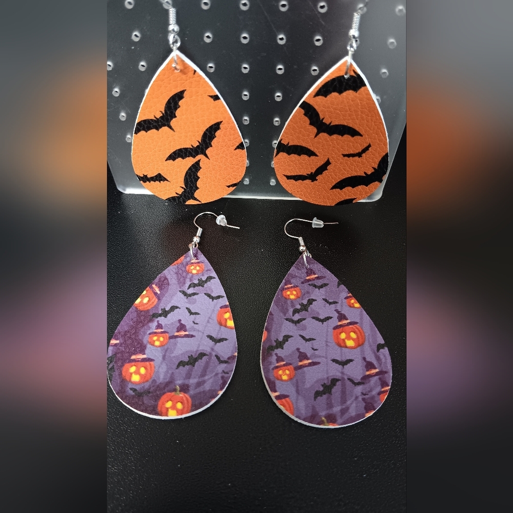Bat and Pumpkin Earrings Set (NWOT)